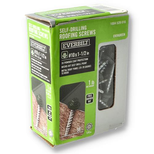 EVERBILT 1lb #10x1-1/2" SELF DRILLING ROOFING SCREWS