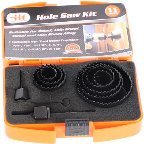 11pc HOLE SAW KIT NO SLIP CASE