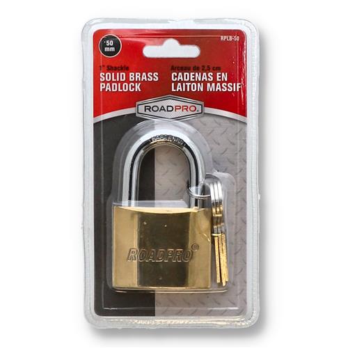 ROADPRO 2'' SOLID BRASS PADLOCK 3 KEYS