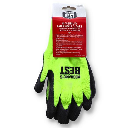 HI-VISIBILITY LATEX WORK GLOVE LINED