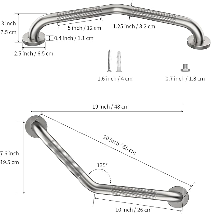 20in. Angled Grab Bar- 4Pk (Brushed Nickel)
