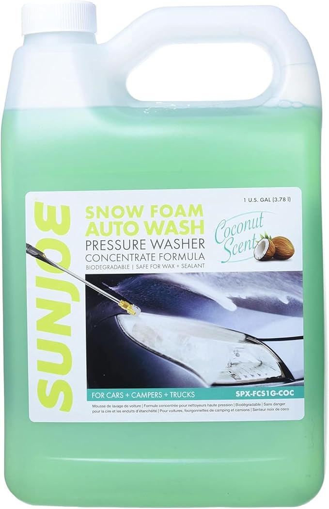 Sun Joe Premium Snow Foam Coconut Scent Car Wash Soap & Cleaner, 1 Gallon