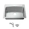 33in. Drop-in Single Bowl Stainless Kitchen Sink w/ Pull-out Faucet