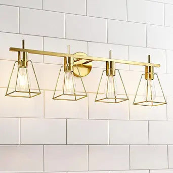 Hahzt 4-Light Vintage Cage Vanity Light Fixture (GOLD) (🔥Deal)