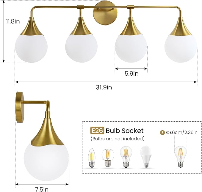 Hahzt 4-Light Vanity Light Fixture (GOLD)