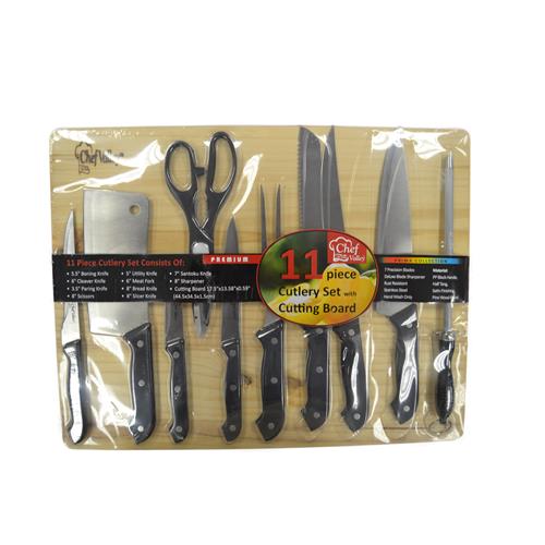 11pc CUTLERY SET & CUTTING BOA