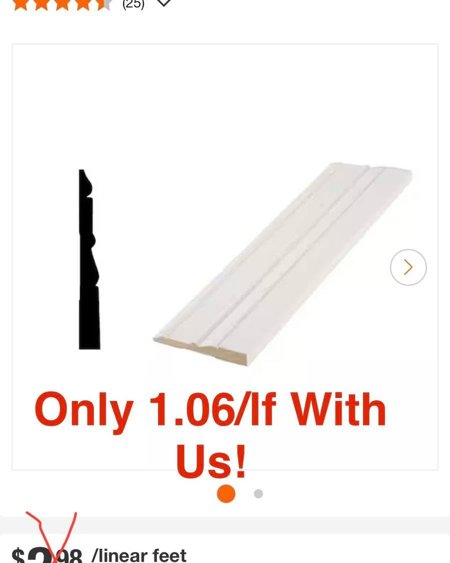 LB11 - 9/16” x 4-1/2 x 16' $16.99 Baseboard
