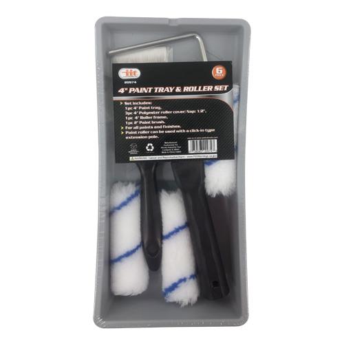 6PC 4" PAINT TRAY & ROLLER SET