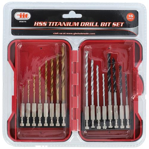 16pc HSS TITANIUM DRILL BIT SET