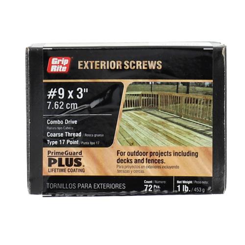 GRIP-RITE PRIMEGUARD +1lb COARSE THREAD DECKS SCREWS #9x3" COMBO HEAD