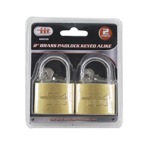 2pc 2" BRASS PADLOCK KEYED ALIKE