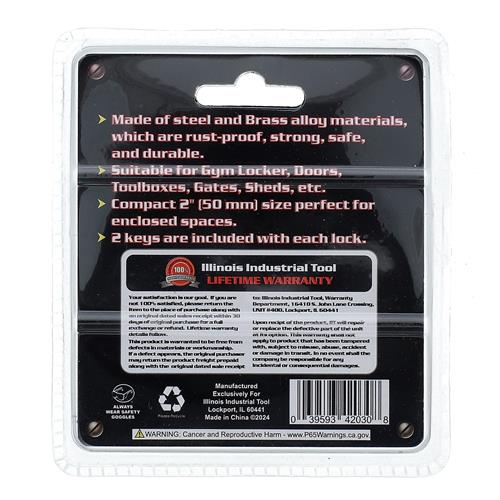 2pc 2" BRASS PADLOCK KEYED ALIKE