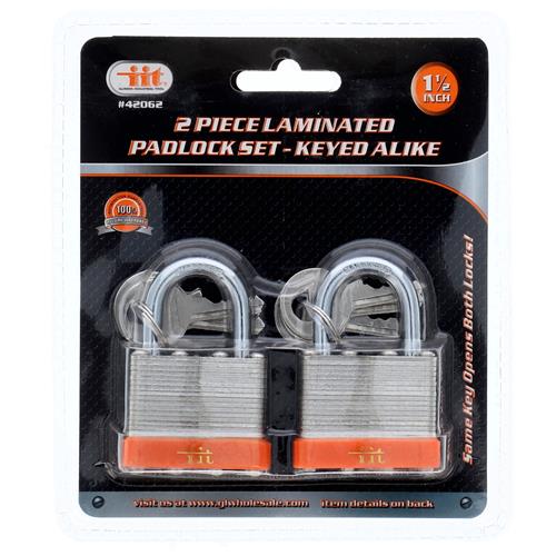 2PC 1-1/2" Laminated Padlock Keyed Alike