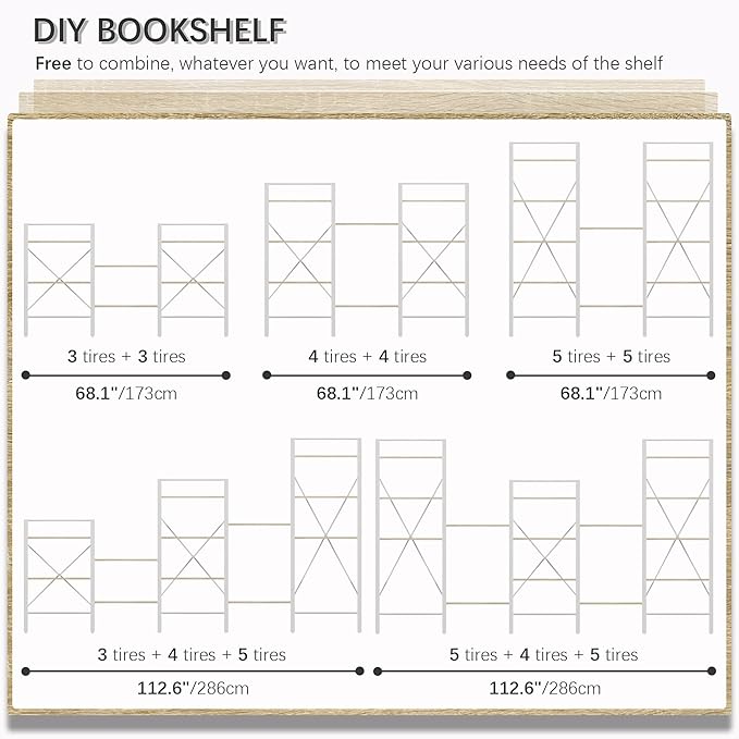 4NM Bookshelf 5-Tier (White/Natural)