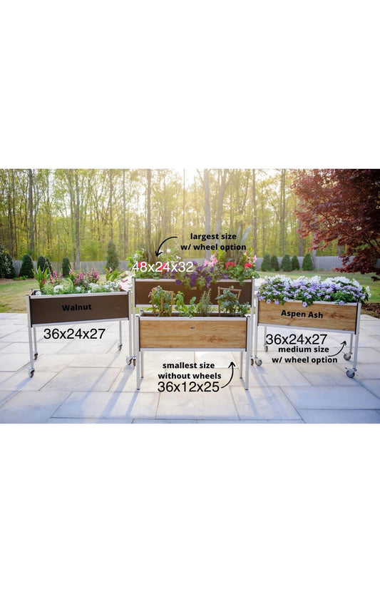 (Clearance) NRT Raised Garden Bed w/ Wheels 36x24x27 (Walnut Finish)