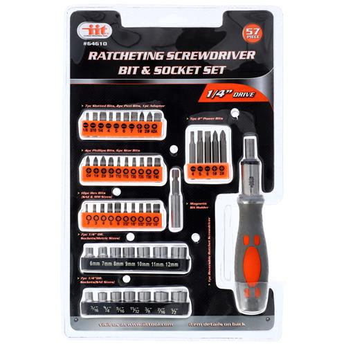 57pc RATCHET SCREWDRIVER AND BIT SOCKET SET