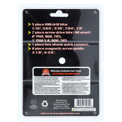 15pc QUICK CHANGE BIT SET