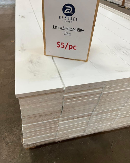S4S 1 x 8 x 8' Primed Pine FJ Trim
