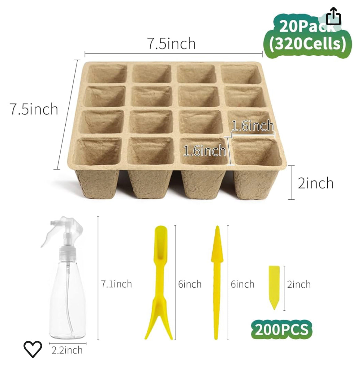 (Clearance) Biodegradable Seedling Trays Kit - 20pk