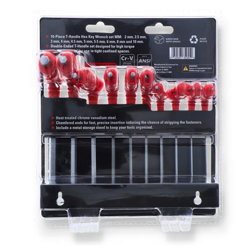 10pc T-HANDLE HEX KEY SET METRIC 2-10MM