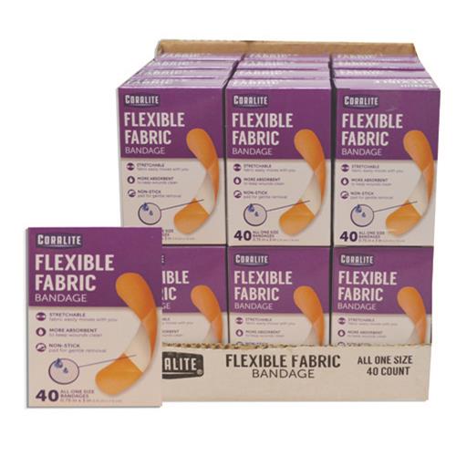 40ct CORALITE FLEXIBLE FABRC BANDAIDS