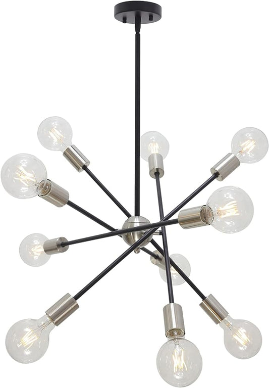 Bonlicht 10-Light Sputnik Chandelier (Black & Brushed Nickel Finish)