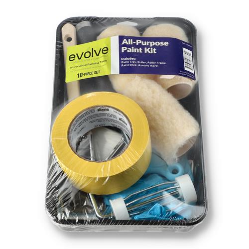 EVOLVE 10PC SMALL ALL PURPOSE PAINT TRAY, BRUSH & ROLLER KIT