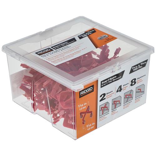 RIDGID 100pc SNAP-N-SPACE 8-IN-1 TILE SPACERS 1/16&3/16''