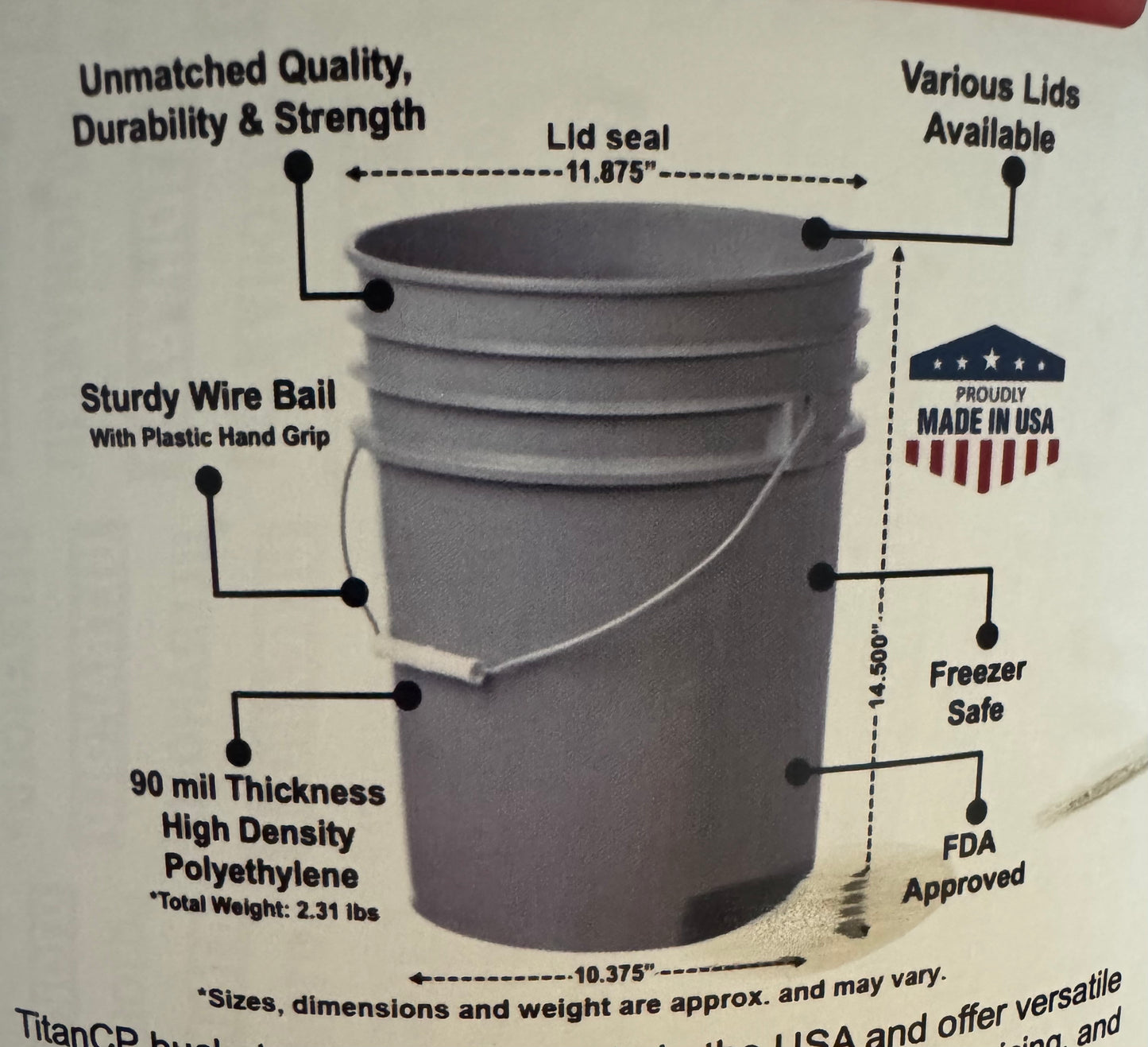 5 Gallon Food Grade Bucket W Lid