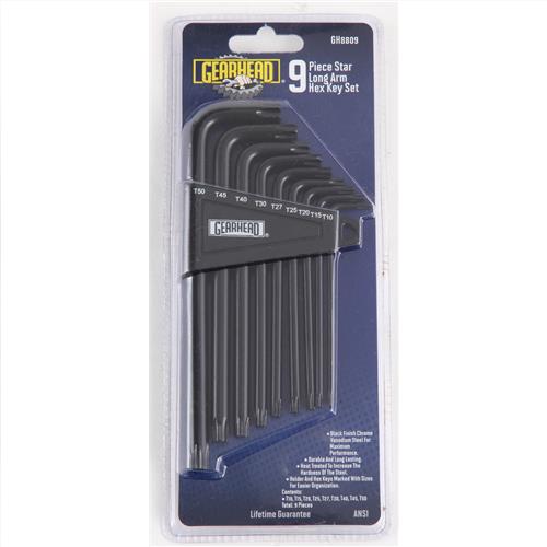 9pc LONG ARM STAR HEX KEY SET