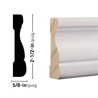 ACOL212 5/8" x 2-1/2" x 14' PRIMED PINE Baseboard