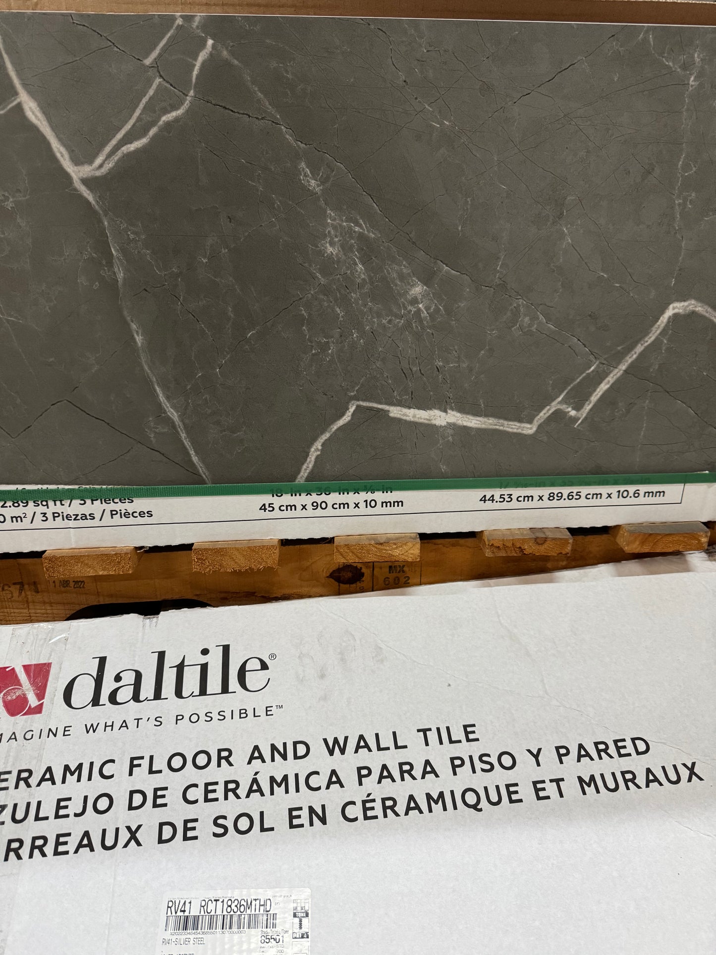 RIVERVALE SILVER STEEL 18x36 RV41 99¢ 12.89SQFT