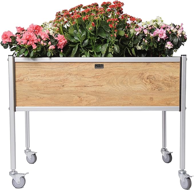 (Clearance) NRT Raised Garden Bed w/ Wheels 48x24x32 (Aspen Ash)