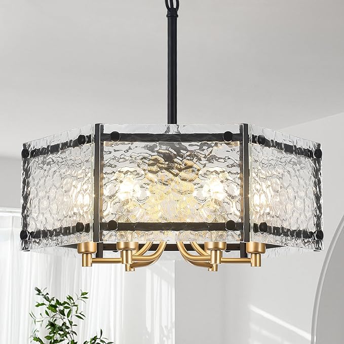 NZZD Black Water Ripple Glass Chandelier