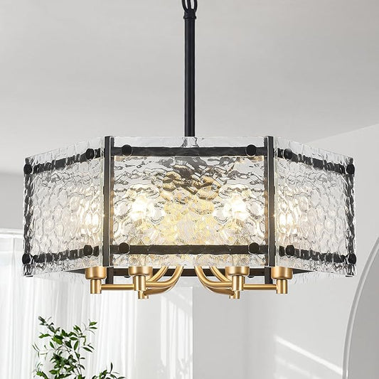 NZZD Black Water Ripple Glass Chandelier