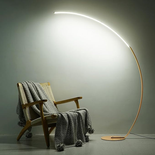 Nuur Arc Modern LED Floor Lamp ( Gold Finish )