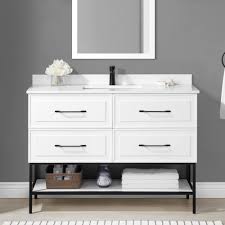Renzo 48-in White Undermount Single Sink Bathroom Vanity with White Engineered Stone Top