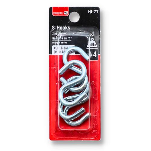 4PC S-HOOKS #6x2-3/4'' ZINC PLATED