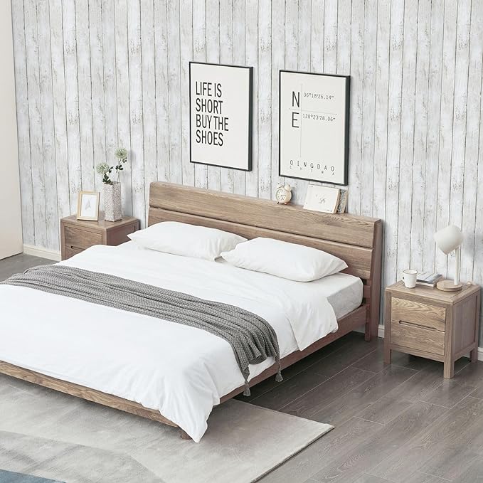 Abyssaly White Gray Wood Wall Paper ( 17.71 in. x 83.6 Ft. )