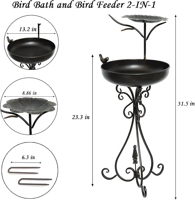 Metal Bird Bath with Stand