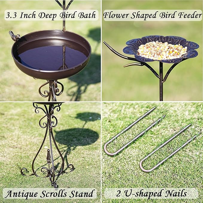 Metal Bird Bath with Stand