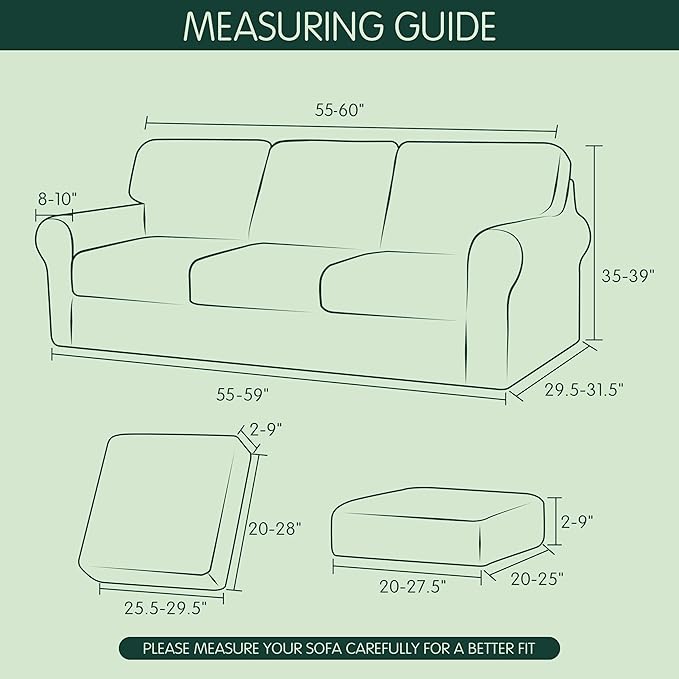 Hokway 7pc Couch Cover Set (Large, Gray)