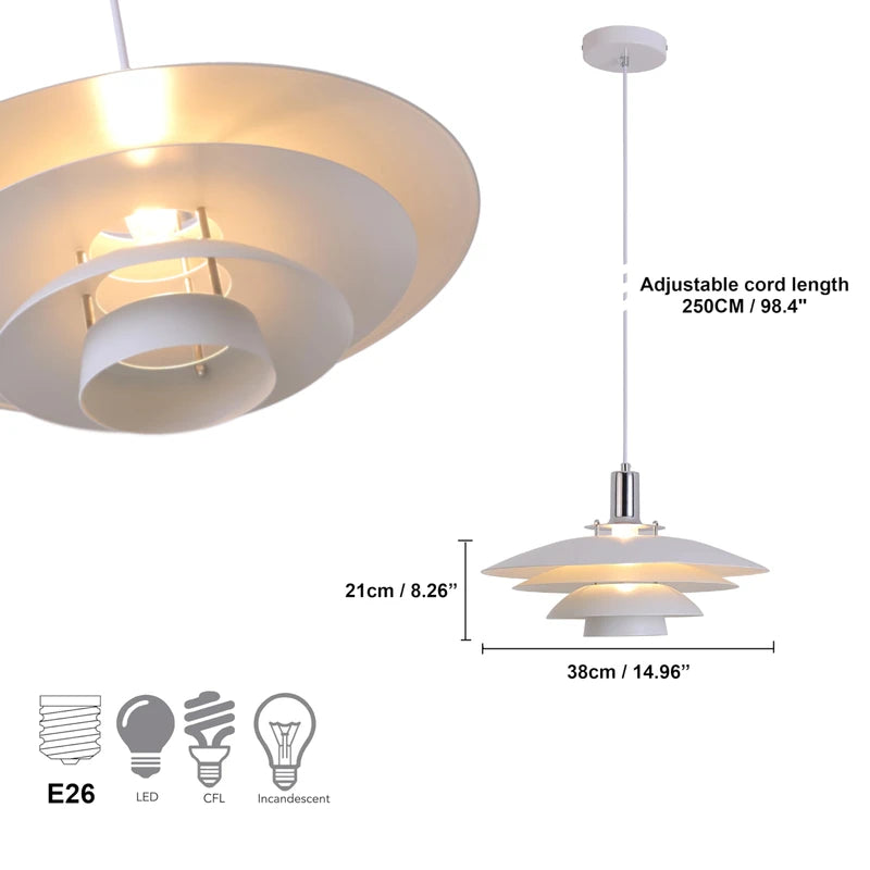 FCTW Modern Pendant Light Fixture (15.56in. White)