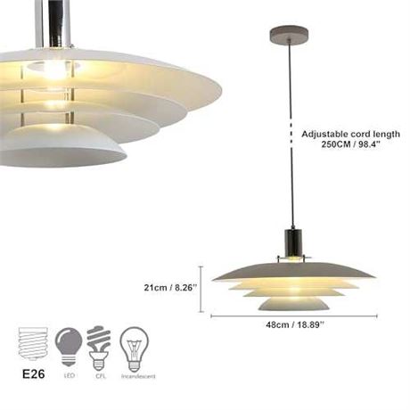 FCTW Modern Large Pendant Light Fixture (White)