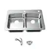33in. Drop-in 50/50 Stainless Kitchen Sink w/ Pull-out Faucet