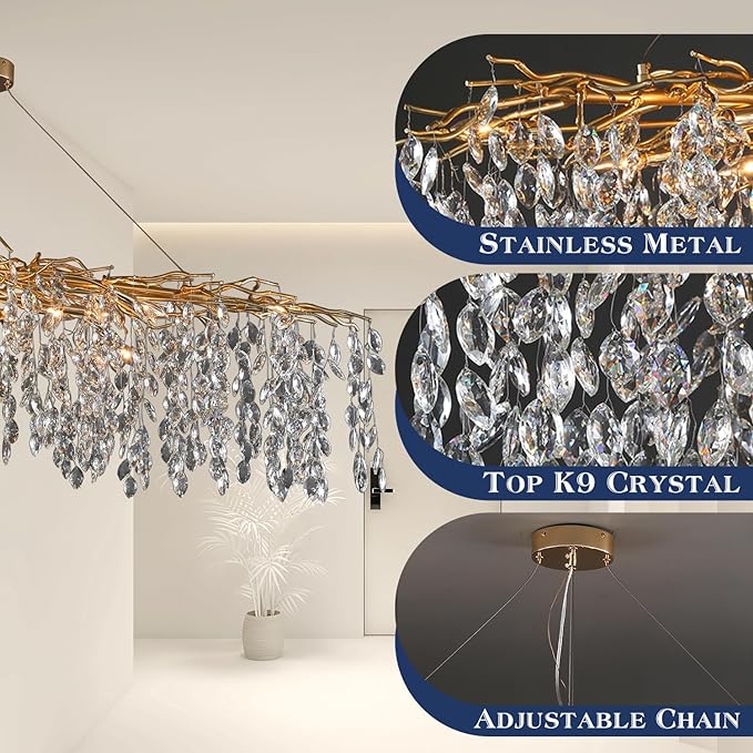 GMlixin 63in. Modern Crystal Chandelier ( Gold )