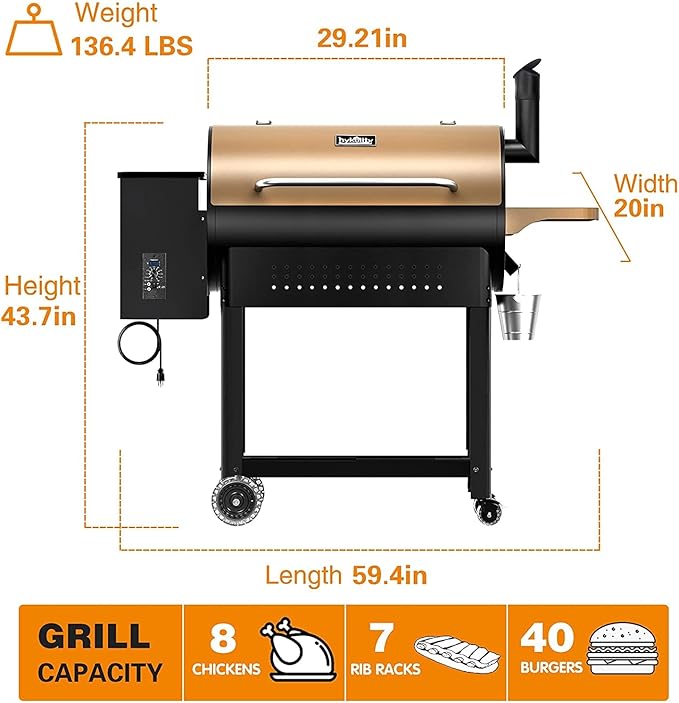 Hykolity 892 Sq. in. Wood Pellet Grill/Smoker