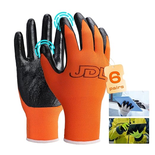 JDL Orange Nitrile Coating Gloves 6pk-XL