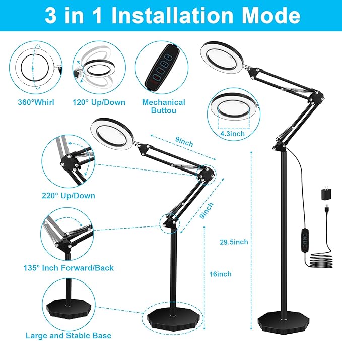 Juo 8x Magnifying Glass Floor Lamp