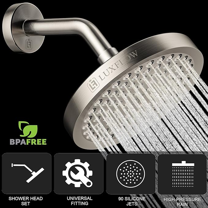 Luxflow 6in. High Pressure Shower Head (Brushed Nickel)